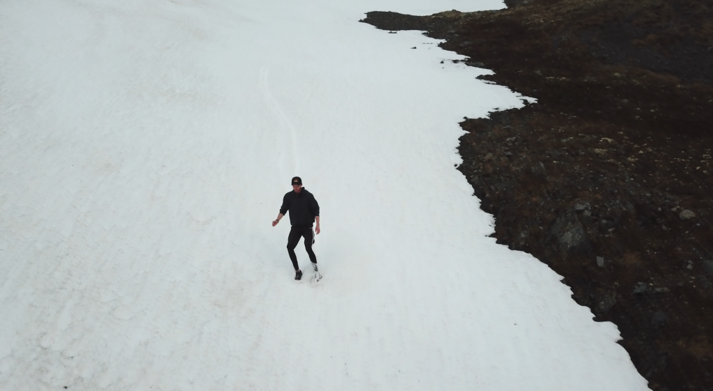 Snow glissading down a mountain on the Summit Creek Trail